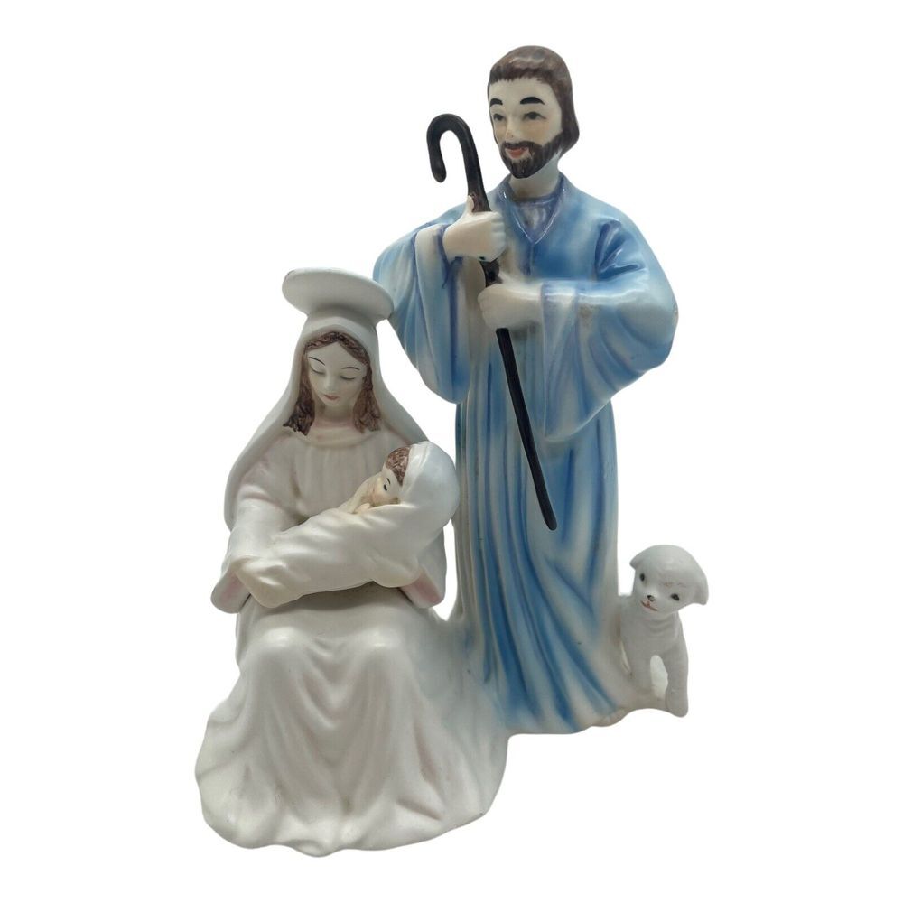 VTG Enesco Holy Family Jesus Mary Joseph Figurine Japan Nativity 6.75"‎ Tall